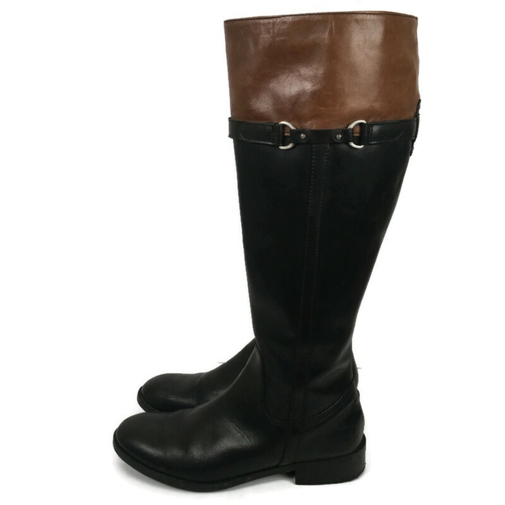 Clarks Artisan Pita Topeka Riding Boot in Black Leather/Brown